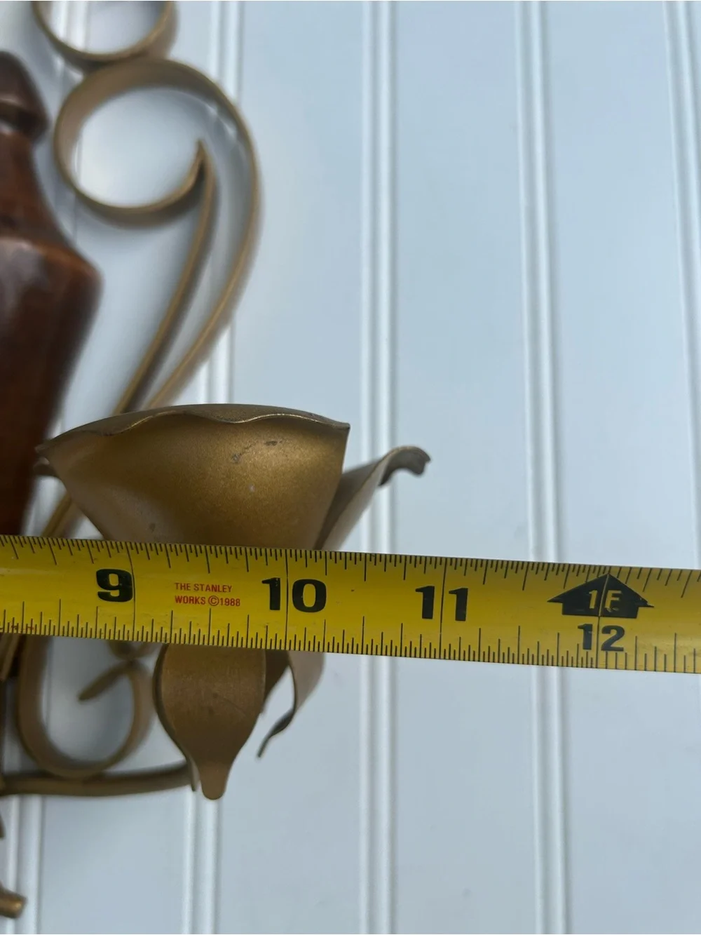 Vintage Sconce Gold Wood Wall Candle Holder Gallery Hollywood Regency 17x11